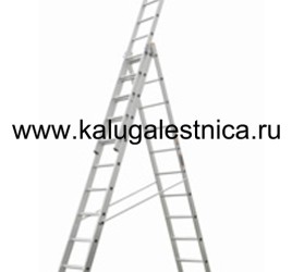 Трехсекционная лестница алюминиевая монтажная 3х16И Премьер